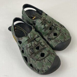 KEEN Rio Sport Water Sandals Kids 1 Green Camo Hiking Sling Back Cord Lace